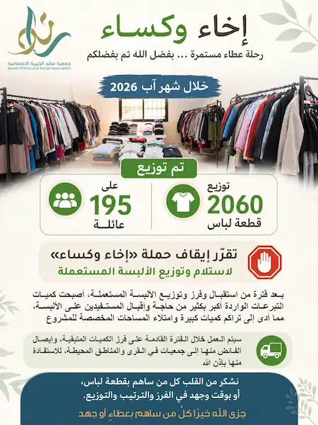 رحلة عطاء بدأت بقطعة لباس... ووصل أثرها إلى مئات العائلات.